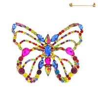 CRYSTAL RHINESTONE BUTTERFLY FILIGREE BROOCH PIN