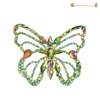 CRYSTAL RHINESTONE BUTTERFLY FILIGREE BROOCH PIN