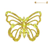 CRYSTAL RHINESTONE BUTTERFLY FILIGREE BROOCH PIN