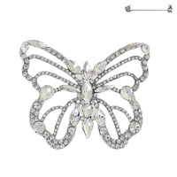 CRYSTAL RHINESTONE BUTTERFLY FILIGREE BROOCH PIN