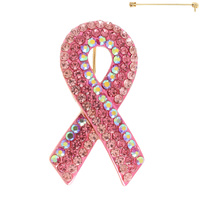 BREAST CANCER AWARENESS PINK RIBBON BROOCH PIN