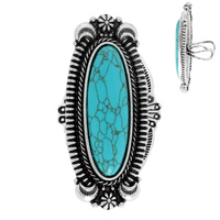 WESTERN TURQUOISE LENGTHY OVAL CUFF RING