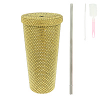 RHINESTONE ENCRUSTED STAINLESS STEEL TUMBLER