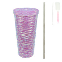 RHINESTONE ENCRUSTED STAINLESS STEEL TUMBLER