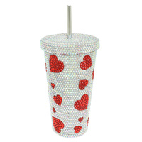 VALENTINE THEMED JEWELED STAINLESS STEEL TUMBLER