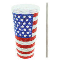 USA FLAG THEMED STAINLESS STEEL TUMBLER