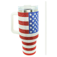 USA FLAG THEME STAINLESS STEEL TUMBLER