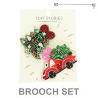 2PC CHRISTMAS THEME ASSORTED BROOCH PIN SET