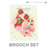 2PC CHRISTMAS THEME ASSORTED BROOCH PIN SET