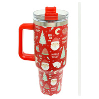 CHRISTMAS THEME GRAPHIC STAINLESS STEEL TUMBLER